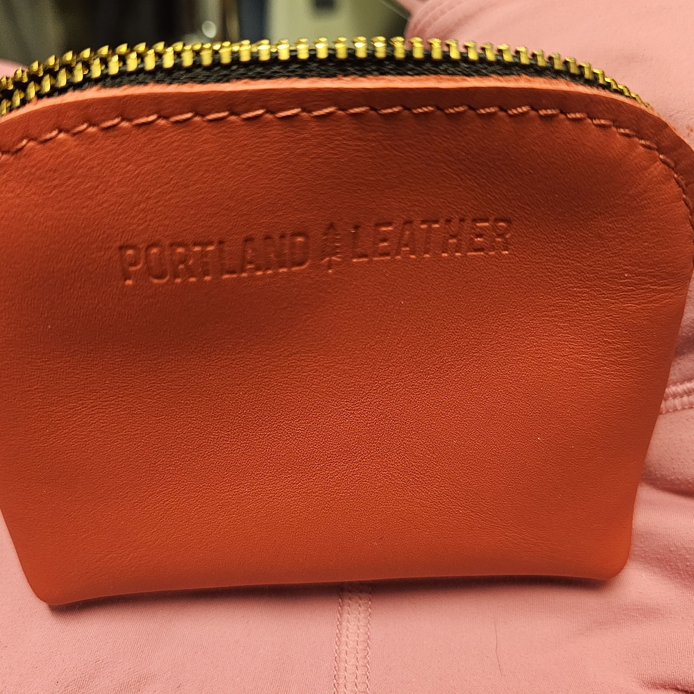 Portland Leather Vibrant Orange Cosmetic Case